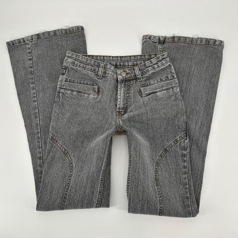 2000s Gold Sparkle Gray low rise flare jeans bootcut denim  Fits 26" x 32"